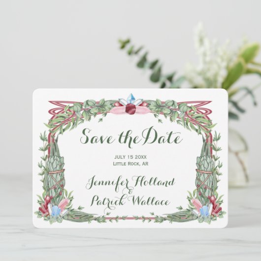 Kräuterpflanzen und Kristalle Save the Date (Stehend Vorderseite)