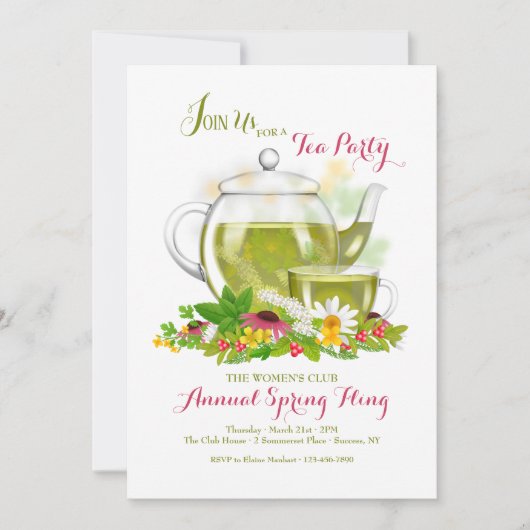 Kräutertee-Party Einladung (Vorderseite)