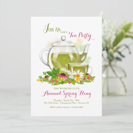 Kräutertee-Party Einladung (Stehend Vorderseite)