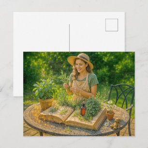 Kräuterweisheit aus dem antiken botanischen Buch Feiertagspostkarte