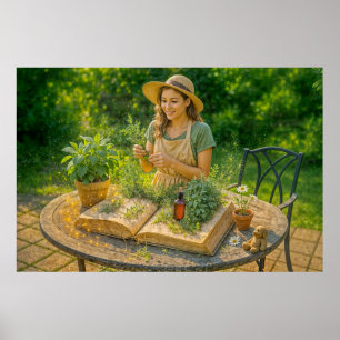 Kräuterweisheit aus dem antiken botanischen Buch Poster
