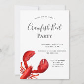 Krautfisch Party Roter Hummer weiß Einladung (Vorderseite)