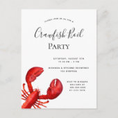 Krautfisch Party Roter Hummer weiß Einladungspostkarte (Vorderseite)