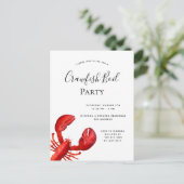 Krautfisch Party Roter Hummer weiß Einladungspostkarte (Stehend Vorderseite)