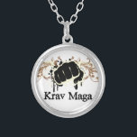 Krav Maga Durchschlag Versilberte Kette<br><div class="desc">Krav Maga Durchschlagsentwurf mit Flügeln und gotischer Dekoration</div>
