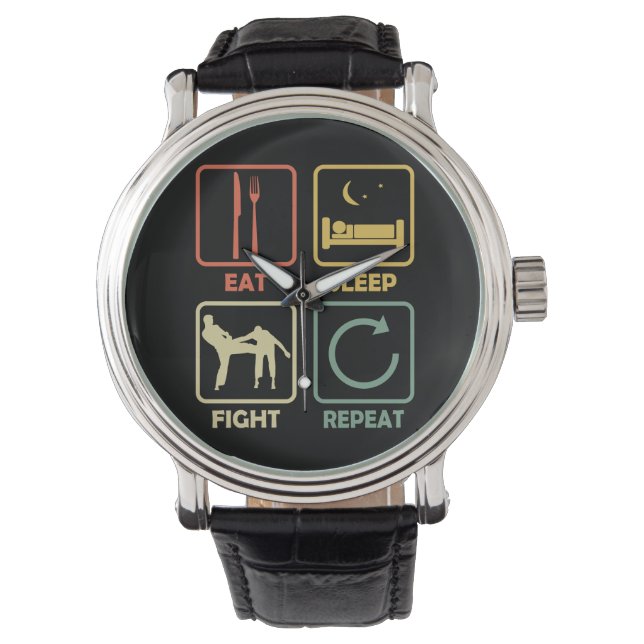 Krav Maga fight military martial arts Eat retro Armbanduhr (Vorderseite)