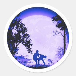 Krav Maga Groin Kick Full Moon Sticker Lila