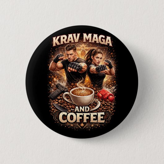 Krav Maga und Kaffee Button (Vorderseite)