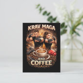 Krav Maga und Kaffee Postkarte (Stehend Vorderseite)