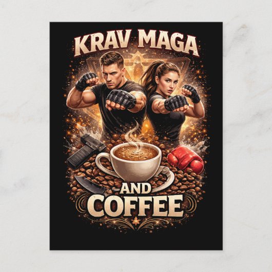 Krav Maga und Kaffee Postkarte (Vorderseite)