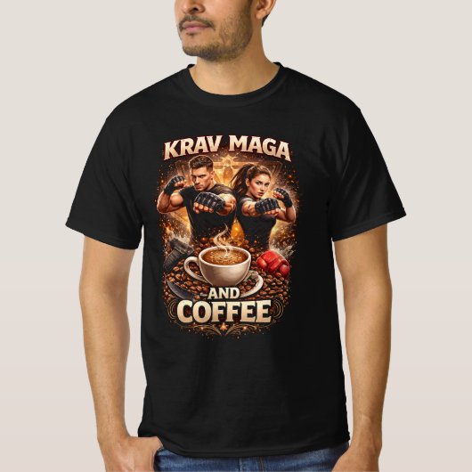 Krav Maga und Kaffee T-Shirt (Vorderseite)