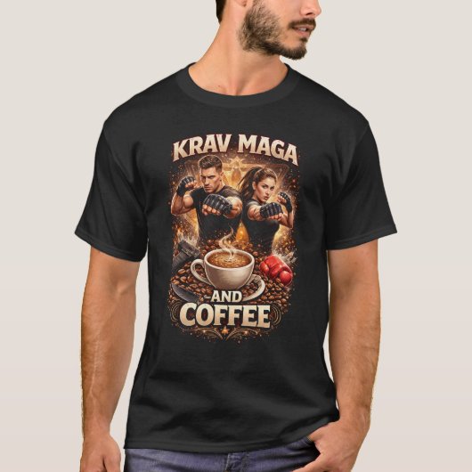 Krav Maga und Kaffee T-Shirt (Vorderseite)