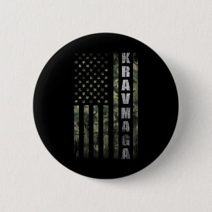 Krav Mega Usa Amerikanische Flagge Camo Fan Vintag Button