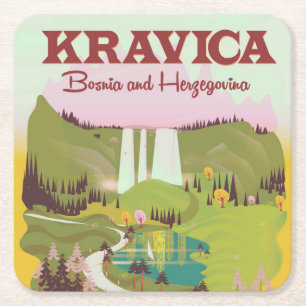 Kravica Wasserfälle Bosnien und Herzegowina Rechteckiger Pappuntersetzer