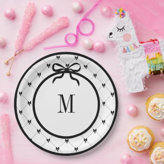 Krawatte a Bow 9" Mit Monogramm Platte Pappteller (Party)