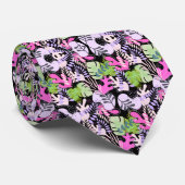 Krawatte: Abstrakte Blätter (schwarz) Krawatte (Gerollt)