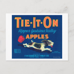 Krawatte auf dem Apple-Etikett (blau) - Tieton, WA Postkarte