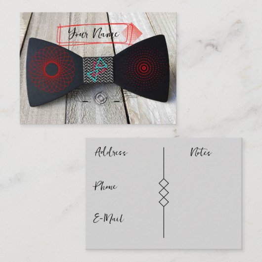 Krawatte aus Holzkiefer Visitenkarte (Vorne/Hinten)