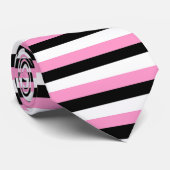 Krawatte aus schwarzem, rosa und weißem Streifen (Gerollt)