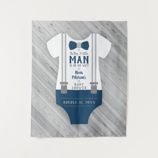 Krawatte Babydusche hinten, Marine, Aqua Wandteppich