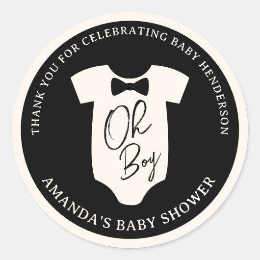 Krawatte Babydusche mit schwarzer Creme Runder Aufkleber (Vorderseite)