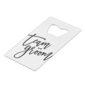 Krawatte-Bachelor-Party-Hochzeit im Team Groom Kreditkartenflaschenöffner (Vorderseite Schrägansicht)