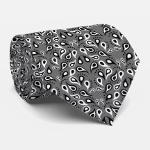 Krawatte Black and White Paisley