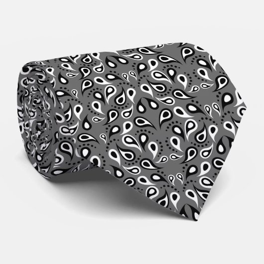 Krawatte Black and White Paisley (Gerollt)