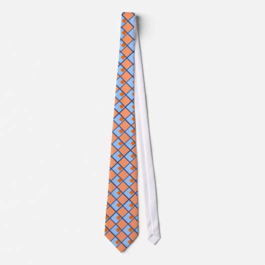 Krawatte Blau und Orange Diamond geformt Muster (Vorderseite)