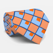 Krawatte Blau und Orange Diamond geformt Muster (Gerollt)
