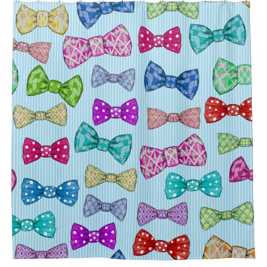 Krawatte, blaue Streifen, Aquarell. Duschvorhang (Vorderseite)