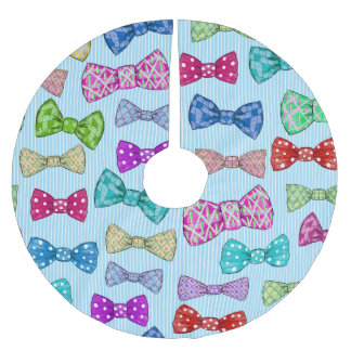 Krawatte, blaue Streifen, Aquarell. Polyester Weihnachtsbaumdecke