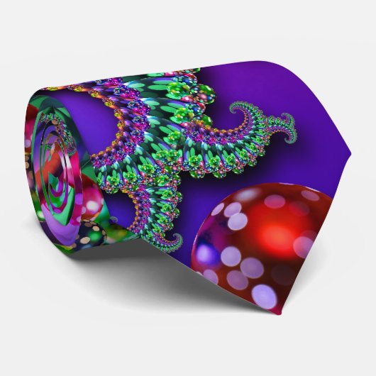 Krawatte - Bokeh Fraktal lila Terquoise (Gerollt)
