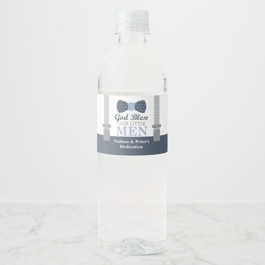 Krawatte Bow Flasche Wrapper für Baby Dedication Wasserflaschenetikett (Vorderseite)