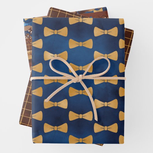 Krawatte, Brillen & Mustaches zum Vater Geschenkpapier Set (Beispiel)