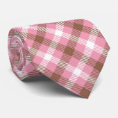 Krawatte Brown-, rosa u. weißerdie karierte Männer (Gerollt)