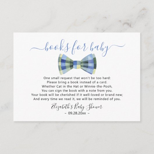 Krawatte Bücher für Babydusche Begleitkarte (Vorderseite)