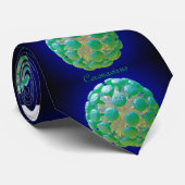 Krawatte - Coronavirus Green auf blau (Gerollt)
