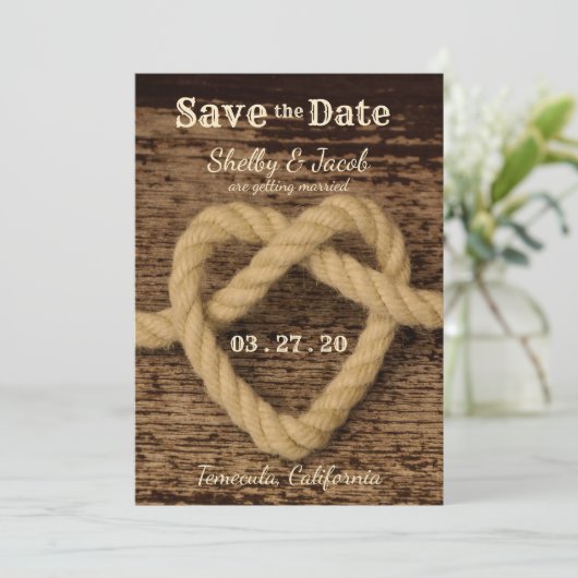 Krawatte das Knoten-Herz - Save the Date Einladung (Stehend Vorderseite)