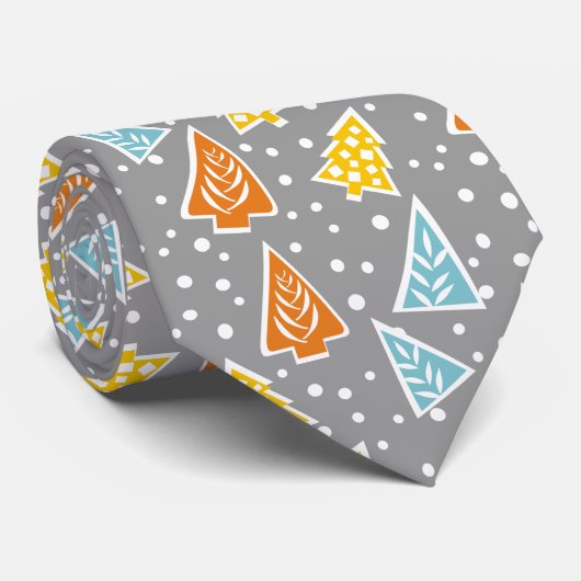 Krawatte der farbenfrohen Bäume | grau (Gerollt)