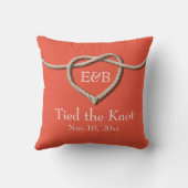 Krawatte der Knot Coral Burlap Wedding Kissen (Rückseite)