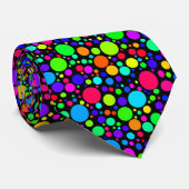 Krawatte der mehrfarbigen Blasen-Punkte (schwarz) (Gerollt)