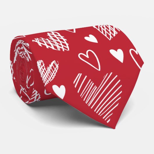 Krawatte der Muster für rote Herzen (Gerollt)