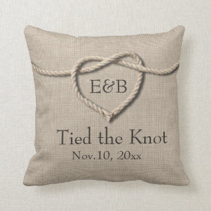 Krawatte des Knot Burlap Wedding Pillow Kissen
