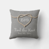 Krawatte des Knot-Gray-Burlap-Hochzeitskissen Kissen (Rückseite)