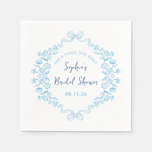 "Krawatte des Knotens" Etwas Blue Bow Brautparty Serviette (Vorderseite)
