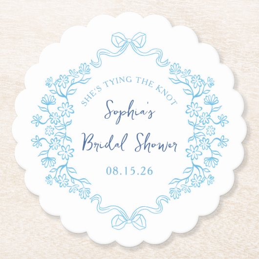 "Krawatte des Knotens" Etwas Blue Bow Brautparty Untersetzer (Vorderseite)