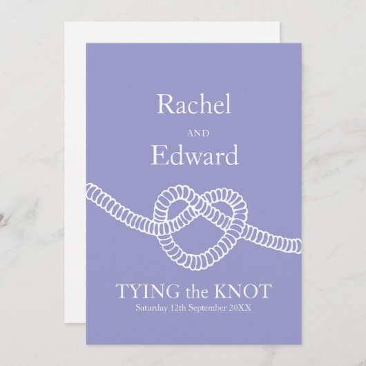 Krawatte des Knotens lila weiße Einladung (Vorne/Hinten)