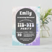 Krawatte Dye Birthday Party Girl Rainbow Sleepover Einladung (Stehend Vorderseite)