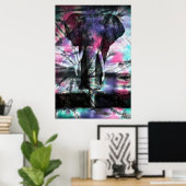Krawatte-Dye-Elephant-Poster Poster (Heimbüro)